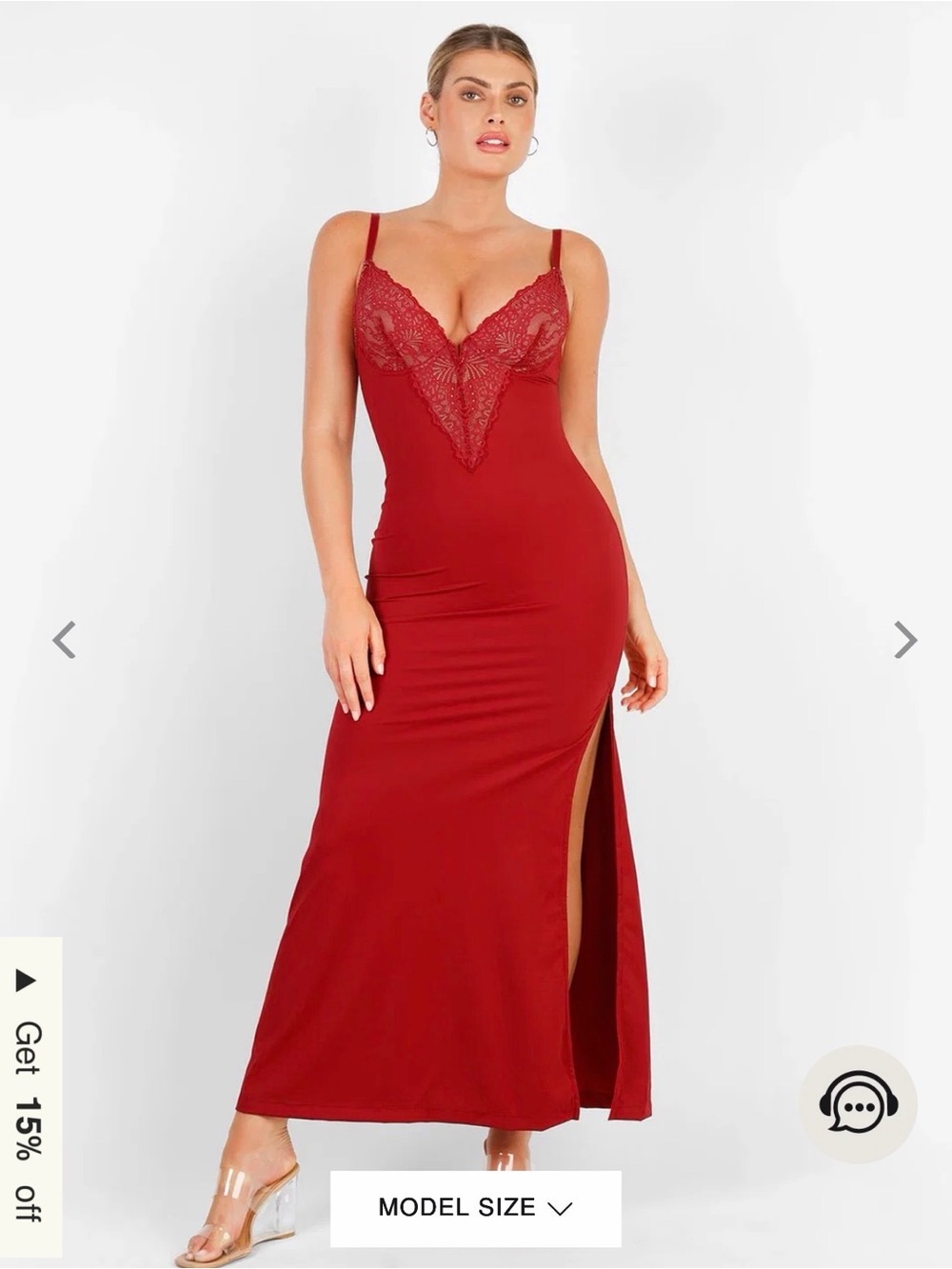 Sleek Red Lace-Detail Maxi Dress